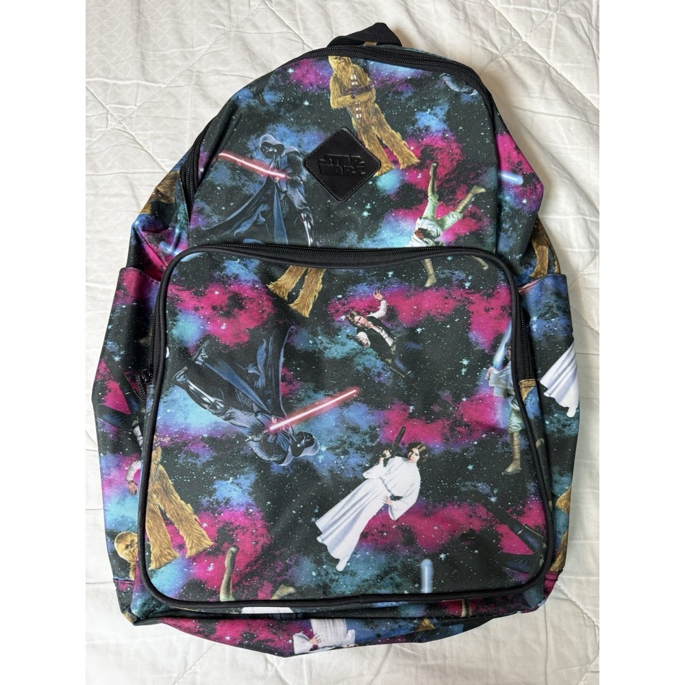 Star‎ Wars Galaxy Print Backpack Chewbacca Darth Vader Large Zip Bag
